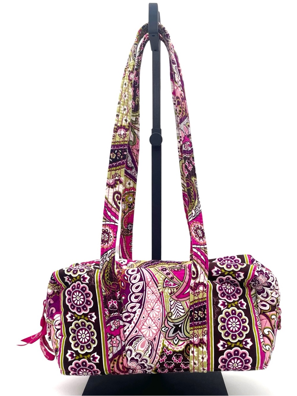 Vera Bradley Original Handbag Very Berry Paisley Pink Purple Barrel Shoulder Bag - Picture 3 of 11